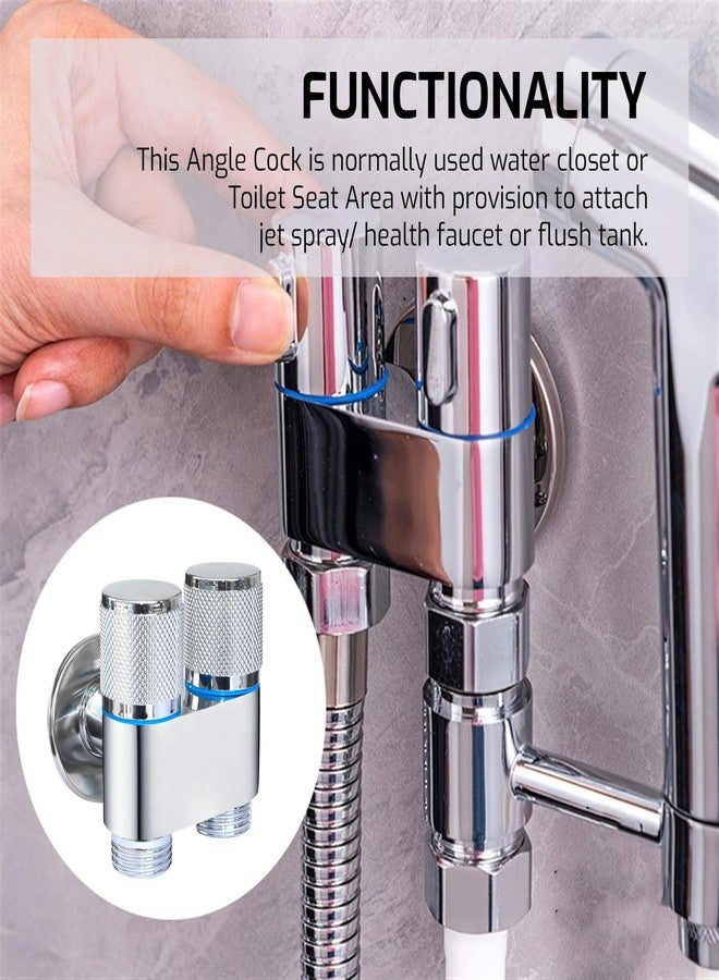 أيونيكس صنبور زاوية ثنائي الاتجاه من IONIX للتثبيت على الحائط | صمام زاوية 2 في 1 مع شفة جدارية، بخاخ تنظيف مائي ثنائي المخرج، صنبور زاوية مع شفة، تشطيب كروم نحاسي، لحوض غسيل الحمام والمرحاض (فضي) - Image 3